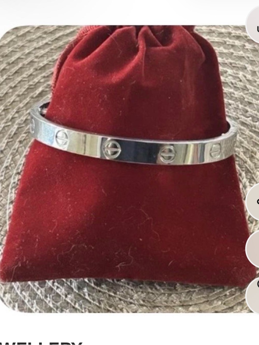 Heavy Silver Screw-love inspired Bangle Bracelet, size 19